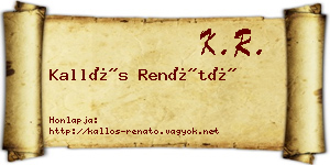 Kallós Renátó névjegykártya