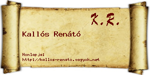 Kallós Renátó névjegykártya